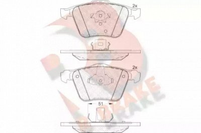 R BRAKE rb1655 -  Комплект тормозных колодок, дисковый тормоз